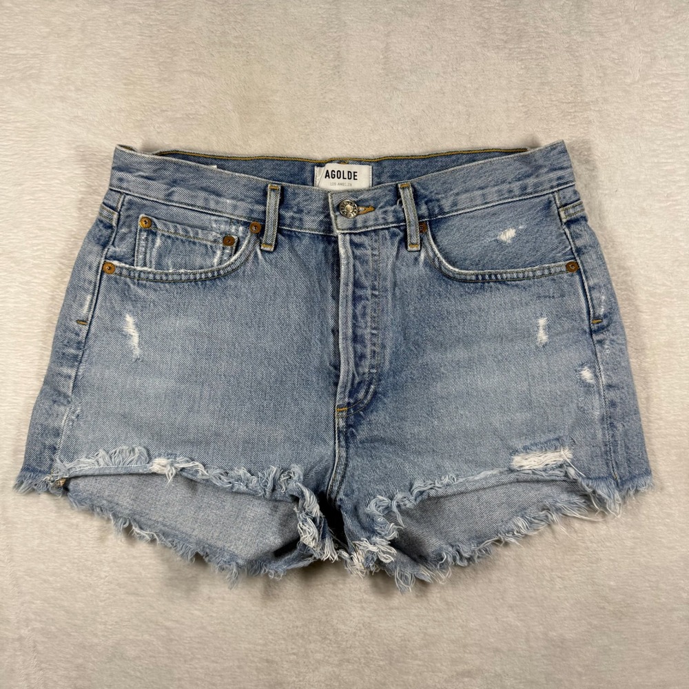 Agolde Parker Light Wash High Rise Distressed Denim Shorts A026-811 Womens 27